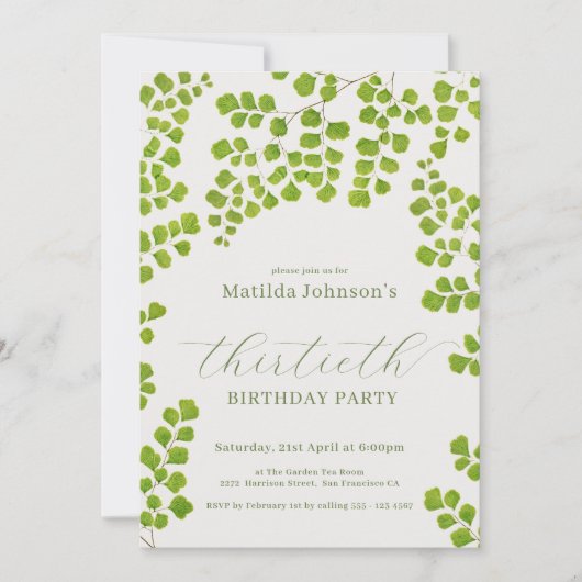 Groene Botanische 30e verjaardag Kaart (Voorkant)