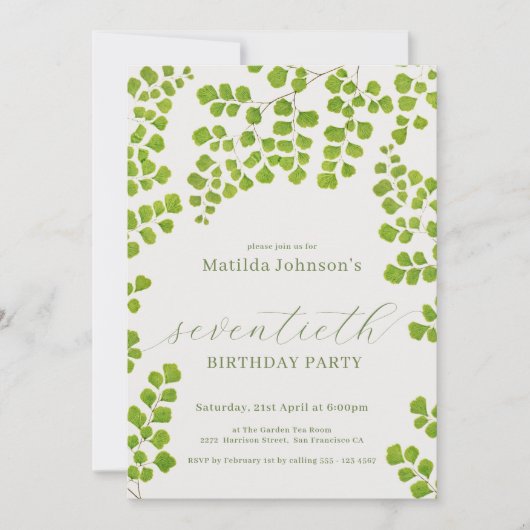 Groene Botanische 70ste verjaardag Kaart (Voorkant)