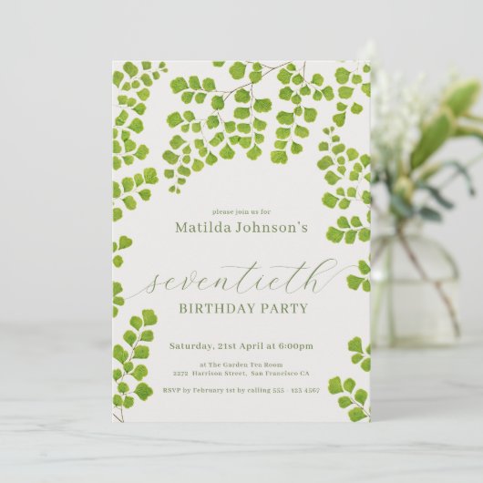 Groene Botanische 70ste verjaardag Kaart (Staand voorkant)