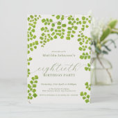 Groene botanische 80ste verjaardag kaart (Staand voorkant)