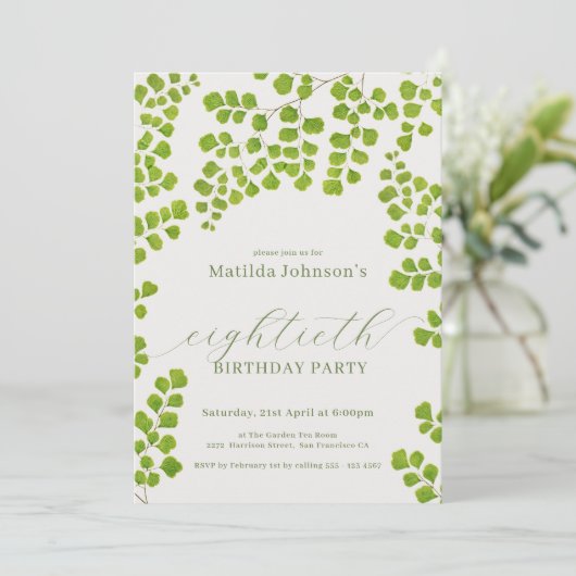 Groene botanische 80ste verjaardag kaart (Staand voorkant)