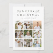 Groene Botanische 9 Fotogrid Collage Feestdagenkaart (Voorkant)