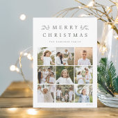 Groene Botanische 9 Fotogrid Collage Feestdagenkaart