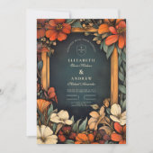 Groene botanische art nouveau bruiloft kaart (Voorkant)