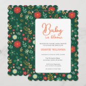 Groene botanische babyshower uitnodiging (Voorkant / Achterkant)