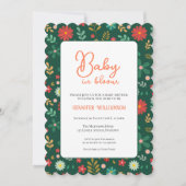 Groene botanische babyshower uitnodiging (Voorkant)