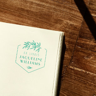 Groene Botanische Bibliotheek Boek Ex Libris Boekp Zelfinktende Stempel