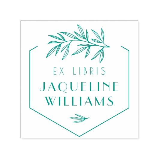 Groene Botanische Bibliotheek Boek Ex Libris Bookp Zelfinktende Stempel (Design)