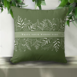 Groene Botanische Blad Frame Aangepaste Tekst Kussen