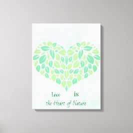 Groene botanische bladeren Aquarel Hart Poster Canvas Afdruk
