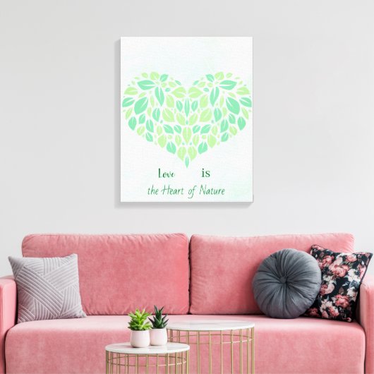 Groene botanische bladeren Aquarel Hart Poster Canvas Afdruk (Insitu (Woonkamer))