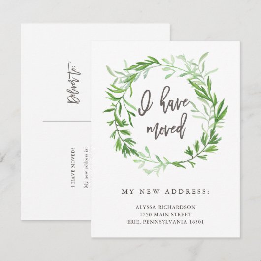 Groene botanische bladeren Bewegende Aankondiging (Voorkant / Achterkant)