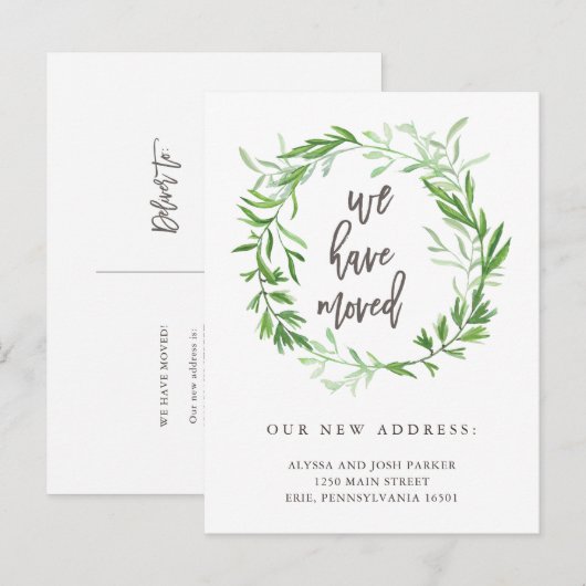 Groene botanische bladeren Bewegende Aankondiging (Voorkant / Achterkant)