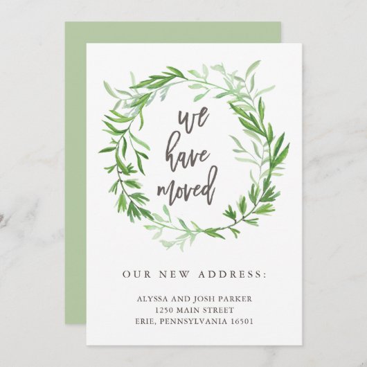 Groene botanische bladeren Bewegende aankondiging (Voorkant / Achterkant)