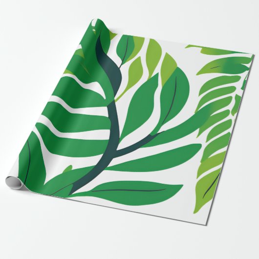 Groene botanische bladeren cadeaupapier (Uitgerold)