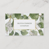 Groene botanische bladeren en goud visitekaartje (Voorkant)