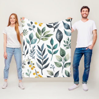 Groene botanische bladeren fleece deken