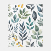 Groene botanische bladeren fleece deken (Voorkant)