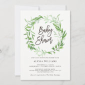Groene Botanische Bladeren Krans Baby shower Kaart (Voorkant)