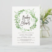 Groene Botanische Bladeren Krans Baby shower Kaart (Staand voorkant)