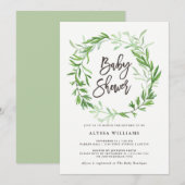 Groene Botanische Bladeren Krans Baby shower Kaart (Voorkant / Achterkant)