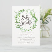 Groene Botanische Bladeren Krans Baby Sprinkle Kaart (Staand voorkant)