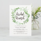 Groene Botanische Bladeren Krans Bruids Brunch Kaart (Staand voorkant)