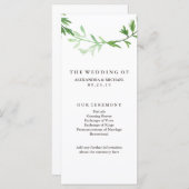Groene Botanische Bladeren Krans Trouwprogramma Programmakaart (Voorkant / Achterkant)