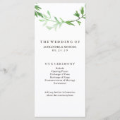 Groene Botanische Bladeren Krans Trouwprogramma Programmakaart (Voorkant)