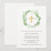 Groene Botanische Bladeren Kransdoop Kaart (Voorkant / Achterkant)