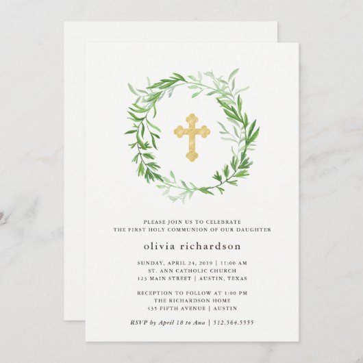 Groene botanische bladeren met de eerste heilige c kaart (Voorkant / Achterkant)