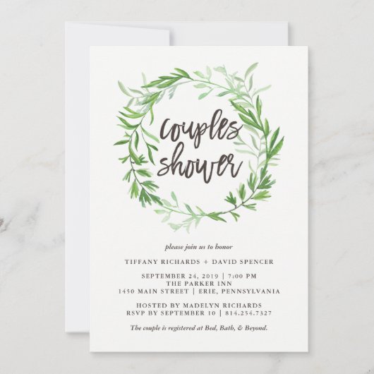 Groene botanische bladeren met schoorsteen kaart (Voorkant)