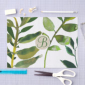 Groene botanische bladeren Monogram Letter Initiaa Tissuepapier (Craft)