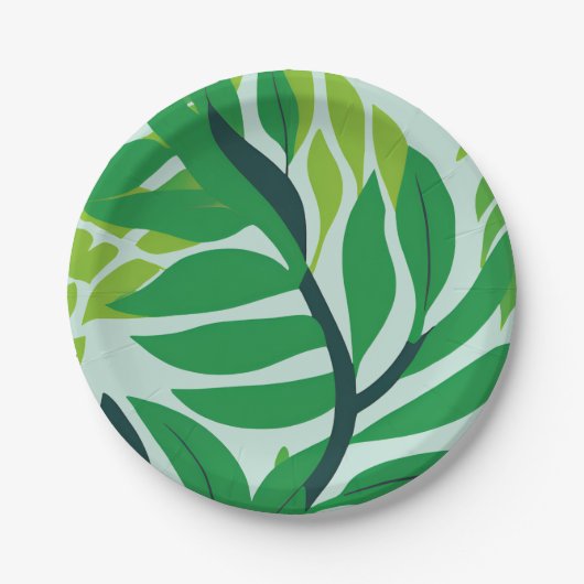 Groene botanische bladeren papieren bordje (Voorkant)