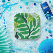 Groene botanische bladeren papieren bordje (Feest)