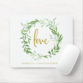 Groene botanische bladeren, schaars | Liefde Muismat (Met muis)