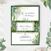 Groene botanische bladeren uitnodiging uitnodigingen wikkel