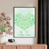 Groene Botanische Bladeren Waterverf Hart Poster