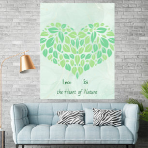 Groene Botanische Bladeren Waterverf Hart Poster