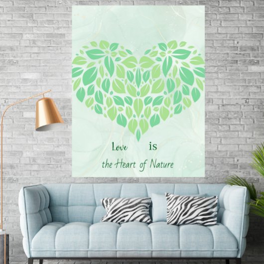 Groene Botanische Bladeren Waterverf Hart Poster