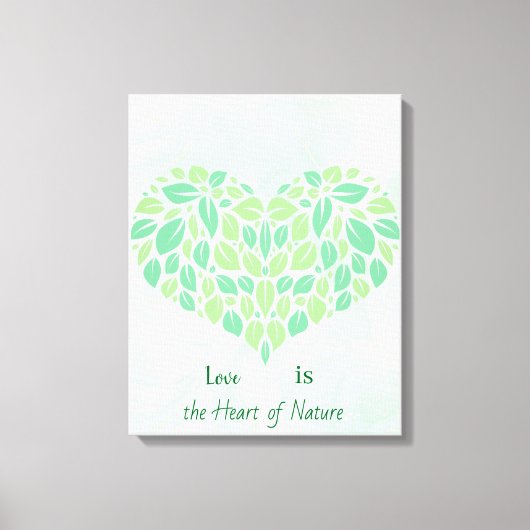 Groene botanische bladeren waterverf hart poster canvas afdruk (Voorkant)