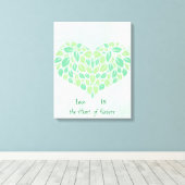 Groene botanische bladeren waterverf hart poster canvas afdruk (Insitu (Houten vloer))