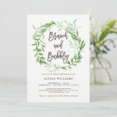 Groene botanische bladeren Wreath Brunch en Bubble Kaart (Staand voorkant)