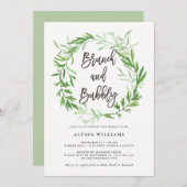 Groene botanische bladeren Wreath Brunch en Bubble Kaart (Voorkant / Achterkant)