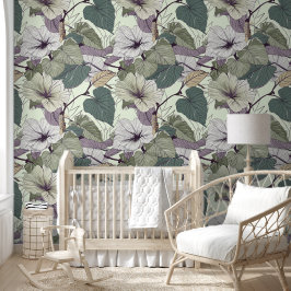 Groene botanische bloemen behang