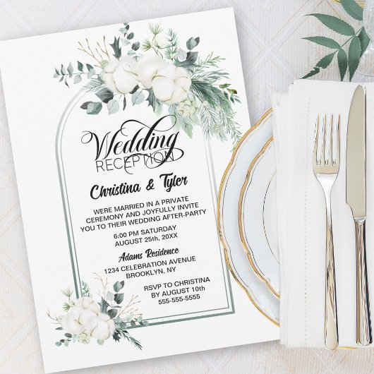 Groene Botanische Boog Bruiloftsreceptie Kaart