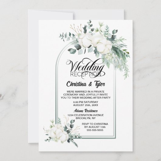 Groene Botanische Boog Bruiloftsreceptie Kaart (Voorkant)