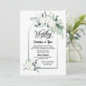 Groene Botanische Boog Trouwreceptie Kaart (Staand voorkant)