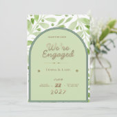 Groene Botanische Boog Verlovingsuitnodiging – Ele Kaart (Staand voorkant)
