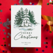 Groene  Botanische Boom Waterverf Kerst Feestdagenkaart